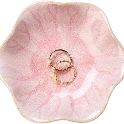 Lotus Leaf Shape Decorative Ring Tray, Small Key Bowl, Ceramic Trinket Tray Jewelry Dish Organizing Necklace Earrings, Home Decoration for Mom Best Friend Sister, Pink.