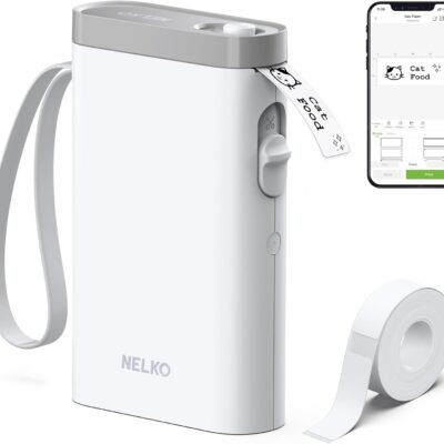 Nelko Label Maker Machine with Tape, P21 Bluetooth Label Printer, Wireless Mini Label Makers with Multiple Templates for Organizing Office Home, White