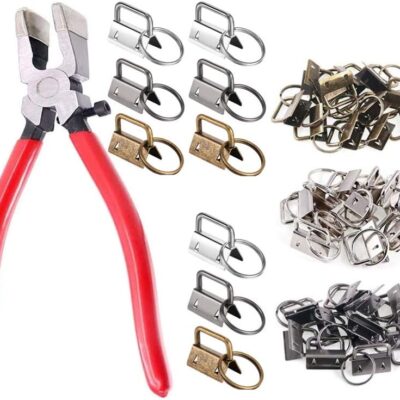 39Sets 1" Key Fob Hardware - 3 Colors 25mm Key Fob Key-chain Perfect with 1Pcs Key Fob Glass Running Pliers for Key Fob Wristlets Install