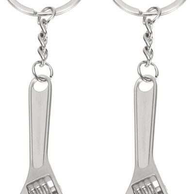 PATIKIL Mini Spanner Wrench Keychain, 2 Pack Multifunctional Hardware Tool Key Chain Creative Convenient Pocket Tools Keychain for Wrench Spanner Claw Key Ring, Silver