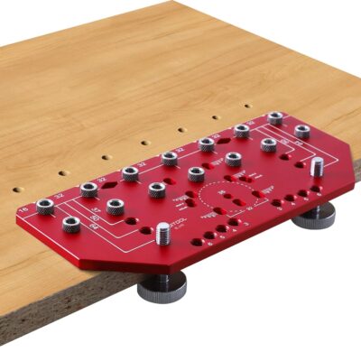 RUITOOL Shelf Pin Jig and Hinge Jig Two-in-One, Self-contained Clamping Function All Metal Shelf Pin Drilling Jig with 1/4" and 5mm Drill Bits, Shelf Jig and Cabinet Hardware Jig Tool Drill Guide