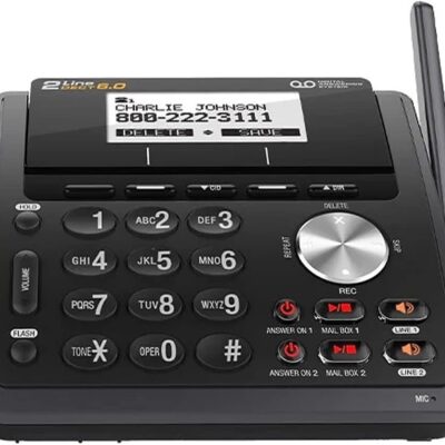 AT&T TL88102BK DECT 6.0 2-Line Expandable Cordless Phone with Answering System and Dual Caller ID/Call Waiting, 2 Handsets, Black
