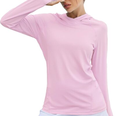 LUYAA Women's UPF 50+ Sun Protection Hoodie Breathable Stretch Hiking Shirts Long Sleeve for Running Outdoor Workout