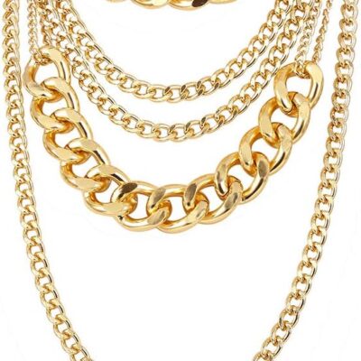 CSIYANJRY99 Chunky Gold Necklaces for Women,Multilayer Punk 80s Hip Hop Necklace,Layered Cuban Link Chain Statement Necklace 90s Freaknik Outfit Accessories for Women