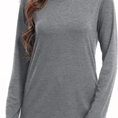 PRIMODA Women's Crew Neck Long Sleeve Shirts Basic Loose Fit Layering Tops